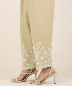 Clearance Sapphire Embroidered Cambric Shalwar Beige