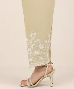 Clearance Sapphire Embroidered Cambric Shalwar Beige
