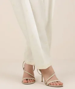New Sapphire Embroidered Cambric Shalwar White