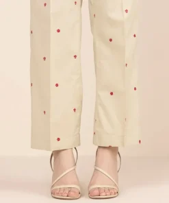 New Sapphire Embroidered Cambric Straight Pants Green