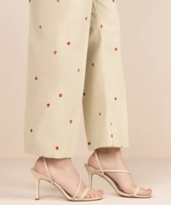 New Sapphire Embroidered Cambric Straight Pants Green