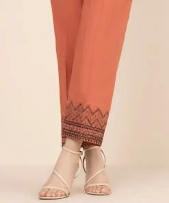 Clearance Sapphire Embroidered Cambric Straight Pants Peach