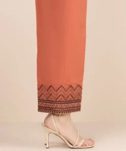 Clearance Sapphire Embroidered Cambric Straight Pants Peach