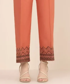 Clearance Sapphire Embroidered Cambric Straight Pants Peach
