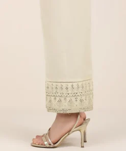 Sale Sapphire Embroidered Cambric Straight Pants Off White