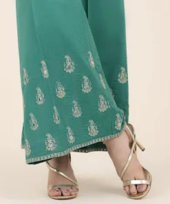 Discount Sapphire Embroidered Cotton Culottes Green