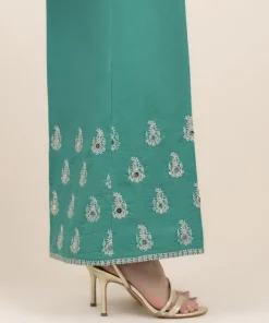 Discount Sapphire Embroidered Cotton Culottes Green
