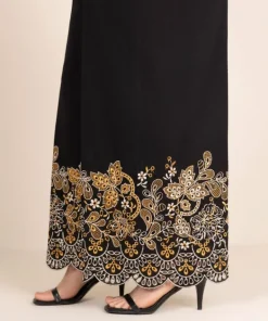 Outlet Sapphire Embroidered Cotton Culottes Black