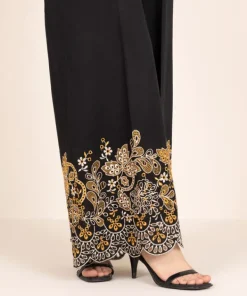 Outlet Sapphire Embroidered Cotton Culottes Black