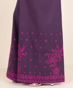 Best Sapphire Embroidered Cotton Flared Pants Purple