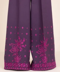 Best Sapphire Embroidered Cotton Flared Pants Purple