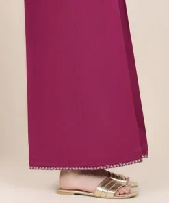 Fashion Sapphire Embroidered Cotton Flared Pants Purple