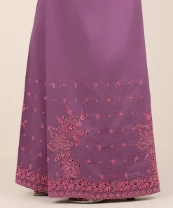 Fashion Sapphire Embroidered Cotton Flared Pants Purple