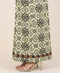 Hot Sapphire Embroidered Cotton Flared Pants Off White
