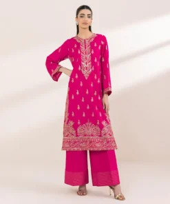 Clearance Sapphire Embroidered Cotton Jacquard Shirt Pink