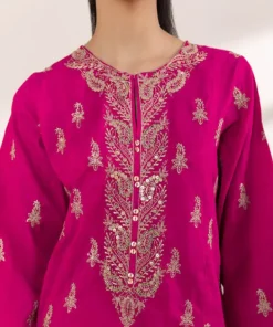 Clearance Sapphire Embroidered Cotton Jacquard Shirt Pink