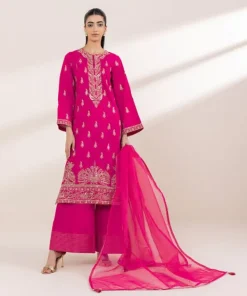 Clearance Sapphire Embroidered Cotton Jacquard Shirt Pink