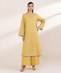 Online Sapphire Embroidered Cotton Jacquard Shirt Yellow