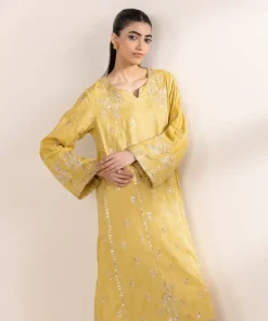 Online Sapphire Embroidered Cotton Jacquard Shirt Yellow