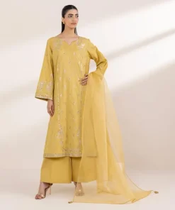 Online Sapphire Embroidered Cotton Jacquard Shirt Yellow