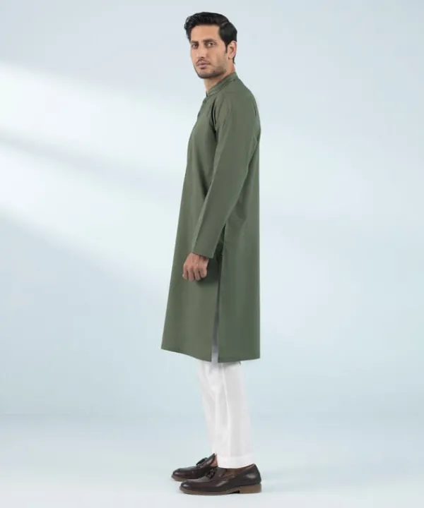 Online Sapphire Embroidered Cotton Kurta - Regular Fit Olive