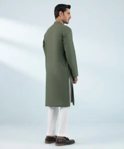 Online Sapphire Embroidered Cotton Kurta - Regular Fit Olive