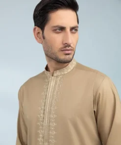 Discount Sapphire Embroidered Cotton Kurta - Regular Fit Brown
