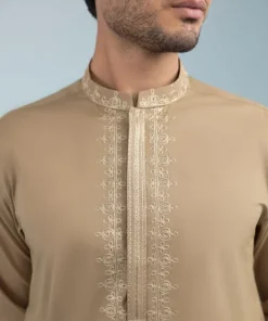 Discount Sapphire Embroidered Cotton Kurta - Regular Fit Brown