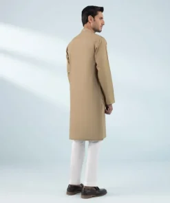 Sale Sapphire Embroidered Cotton Kurta - Slim Fit Brown