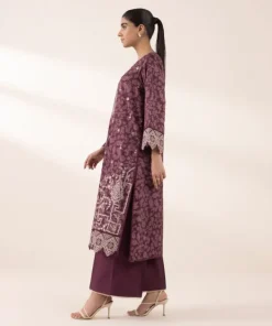 Fashion Sapphire Embroidered Cotton Satin Shirt Burgandy