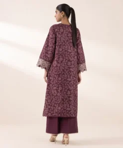 Fashion Sapphire Embroidered Cotton Satin Shirt Burgandy