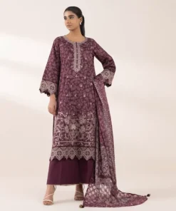 Fashion Sapphire Embroidered Cotton Satin Shirt Burgandy