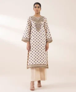 Best Sapphire Embroidered Cotton Satin Shirt Beige