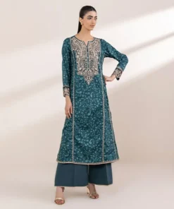 Sale Sapphire Embroidered Cotton Satin Shirt Blue