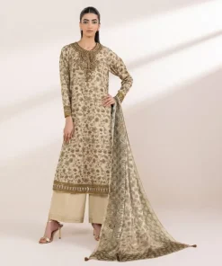 Fashion Sapphire Embroidered Cotton Satin Shirt Beige