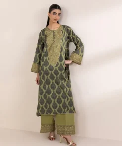 Online Sapphire Embroidered Cotton Satin Shirt Green