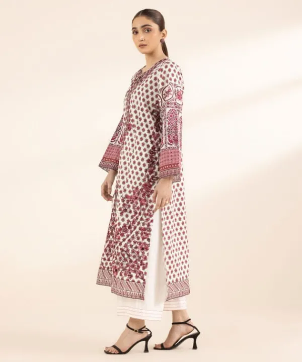 New Sapphire Embroidered Cotton Satin Shirt White