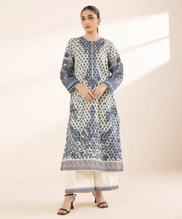 Best Sapphire Embroidered Cotton Satin Shirt White