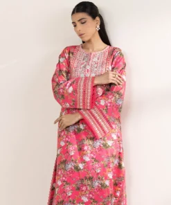 Best Sapphire Embroidered Cotton Satin Shirt Pink