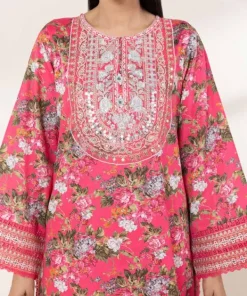 Best Sapphire Embroidered Cotton Satin Shirt Pink
