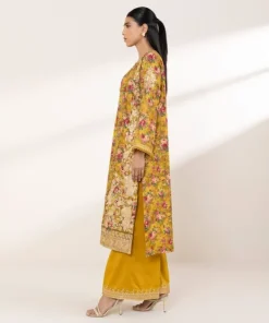 Fashion Sapphire Embroidered Cotton Satin Shirt Yellow
