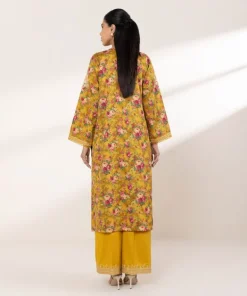 Fashion Sapphire Embroidered Cotton Satin Shirt Yellow