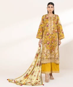 Fashion Sapphire Embroidered Cotton Satin Shirt Yellow