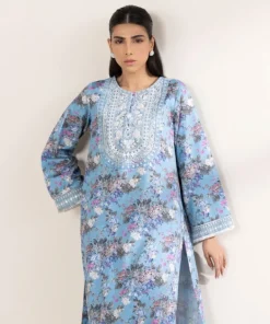 Outlet Sapphire Embroidered Cotton Satin Shirt Blue