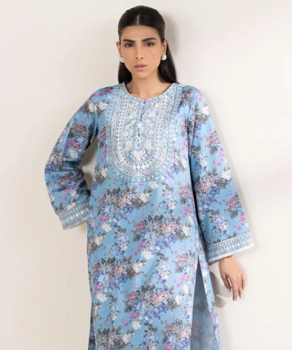 Outlet Sapphire Embroidered Cotton Satin Shirt Blue