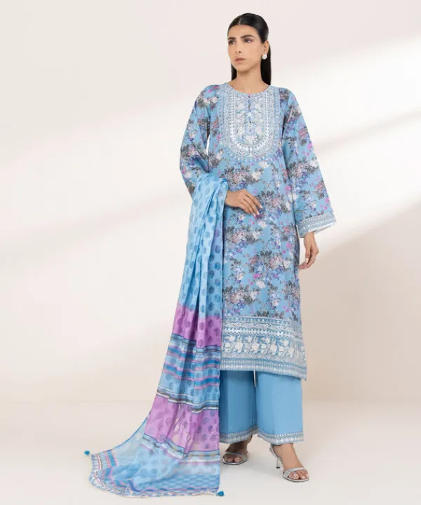 Outlet Sapphire Embroidered Cotton Satin Shirt Blue