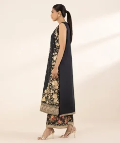 Fashion Sapphire Embroidered Cotton Satin Shirt Black