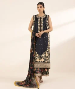 Fashion Sapphire Embroidered Cotton Satin Shirt Black