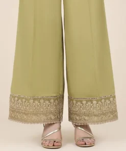 New Sapphire Embroidered Cotton Satin Culottes Green