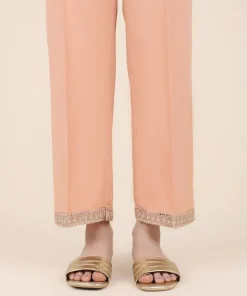 Online Sapphire Embroidered Cotton Straight Pants Peach